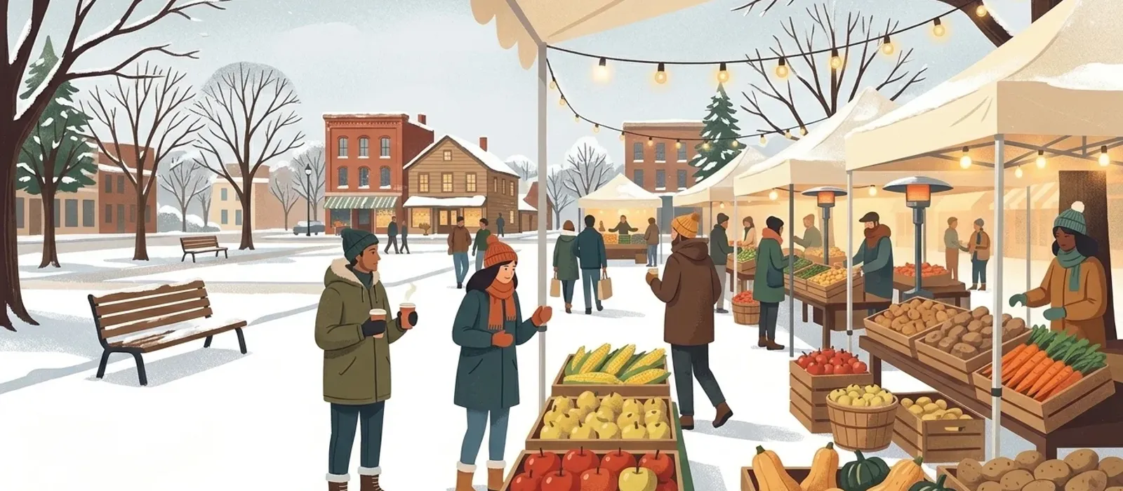 Illustration for the guide: Winter farmers markets: what to expect